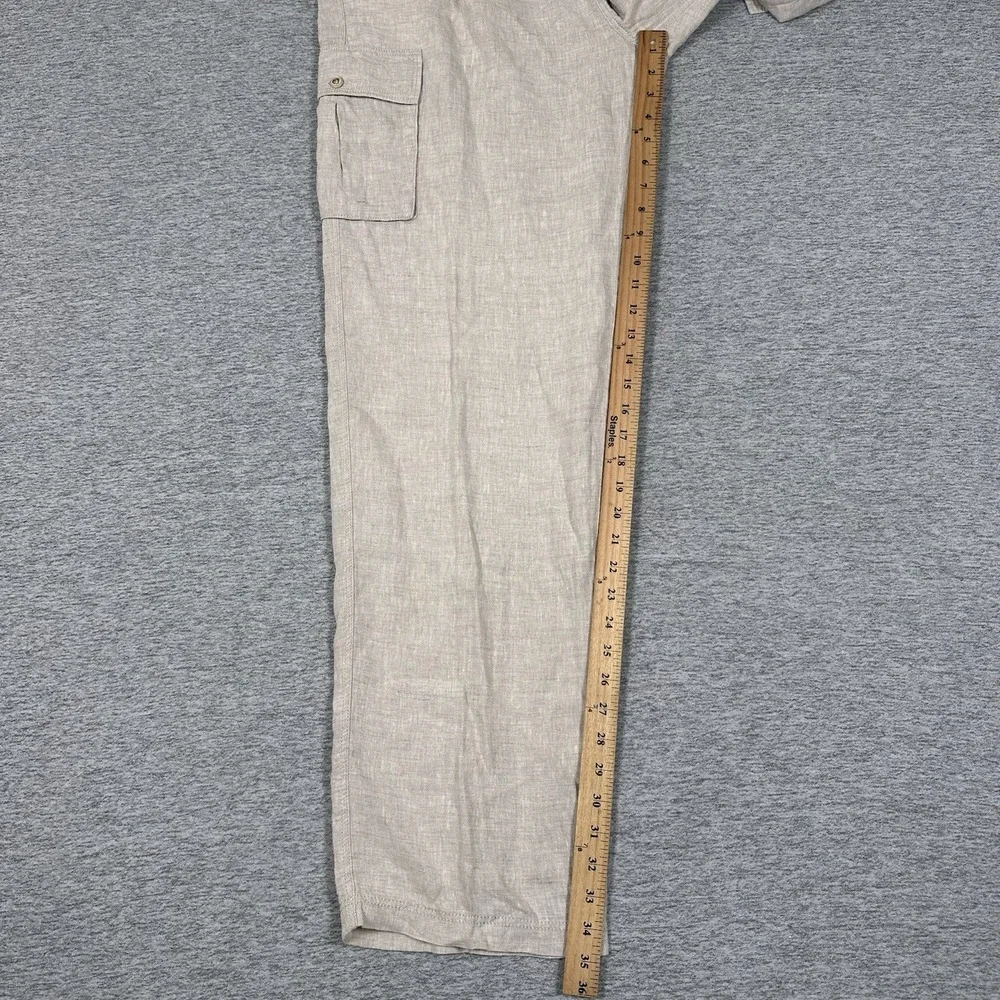 Tommy Bahama Pants Men's XL Beige Cargo Linen On The Edge Relax Travel NEW